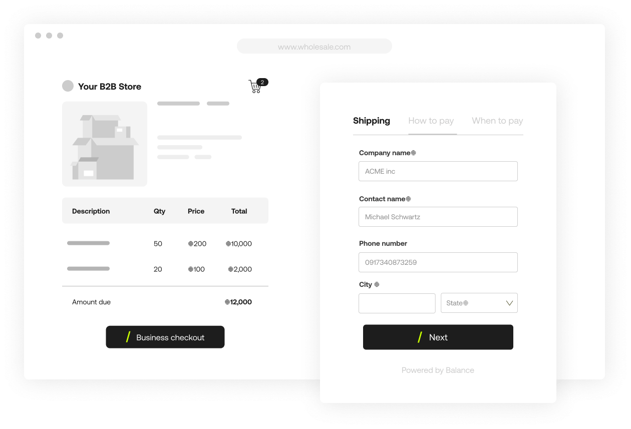 Balance A B2B Checkout for B2B Payments